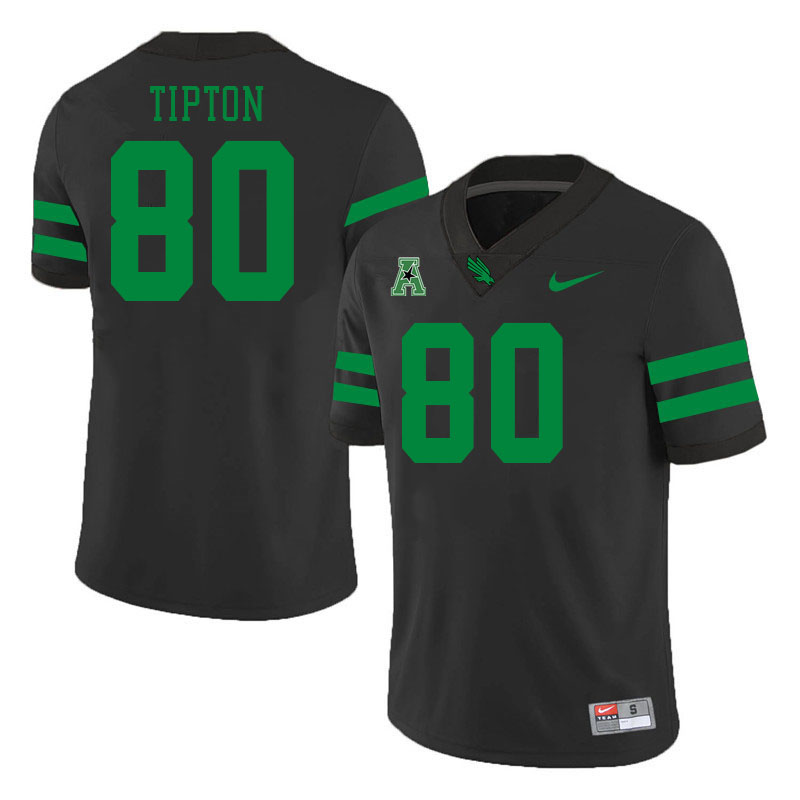 #80 Baron Tipton North Texas Mean Green College Football Jerseys Stitched-Black